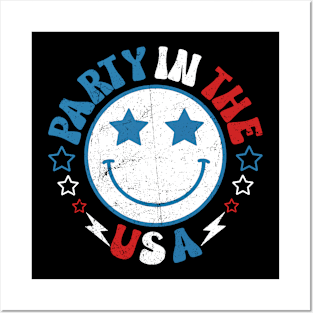 Party In The Usa 4Th Of July Preppy Smile Shirts Men Women Posters and Art